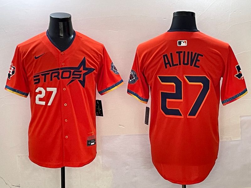 Men Houston Astros #27 Altuve Orange Fourth generation Joint Name Nike 2025 MLB Jersey style 2->houston astros->MLB Jersey